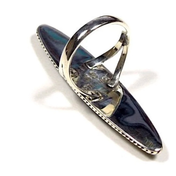 Cosmic space sterli silver 925 oval long ring shooting star moon cosmos universe - Picture 3 of 3